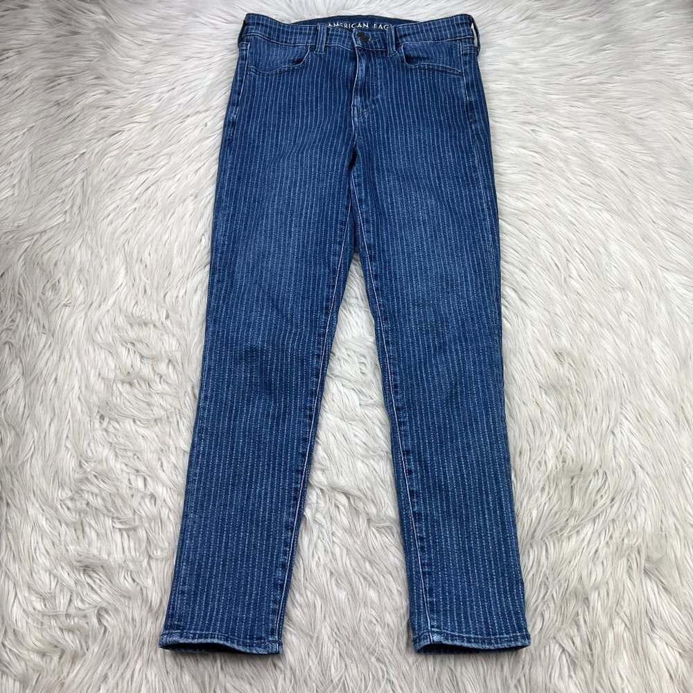 American Eagle Outfitters Striped Hi-Rise Jegging Crop Jeans